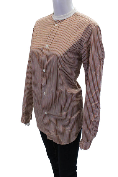 Sofie D Hoore Womens Cotton Stripe Printed Long Sleeve Blouse Brown Size 34