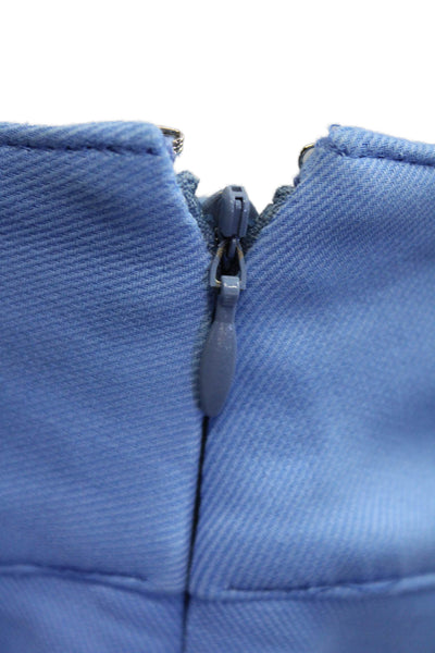 Mayle Womens Cotton Zipped Double Pocket Cropped Pants Light Blue Size 10