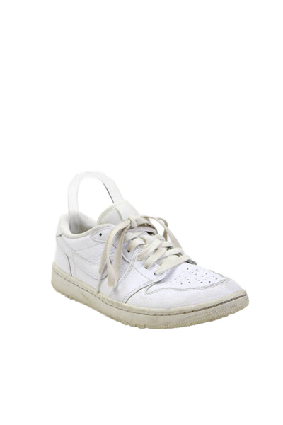 Nike Mens Leather Jordan 1 Retro Low Top Lace Up Sneakers Triple White Size 7
