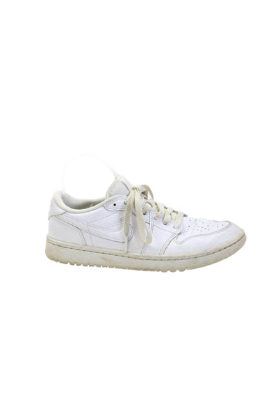 Nike Mens Leather Jordan 1 Retro Low Top Lace Up Sneakers Triple White Size 7