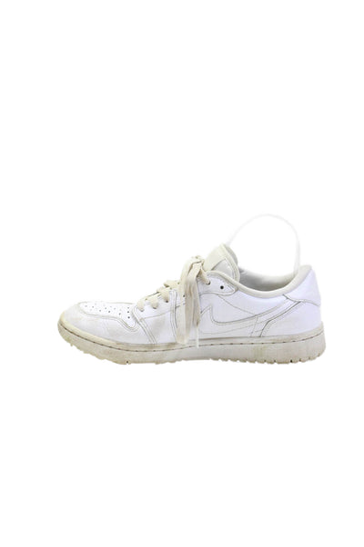 Nike Mens Leather Jordan 1 Retro Low Top Lace Up Sneakers Triple White Size 7