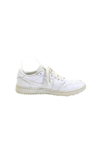 Nike Mens Leather Jordan 1 Retro Low Top Lace Up Sneakers Triple White Size 7