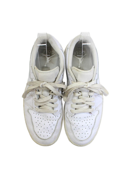 Nike Mens Leather Jordan 1 Retro Low Top Lace Up Sneakers Triple White Size 7