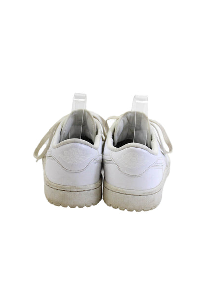 Nike Mens Leather Jordan 1 Retro Low Top Lace Up Sneakers Triple White Size 7