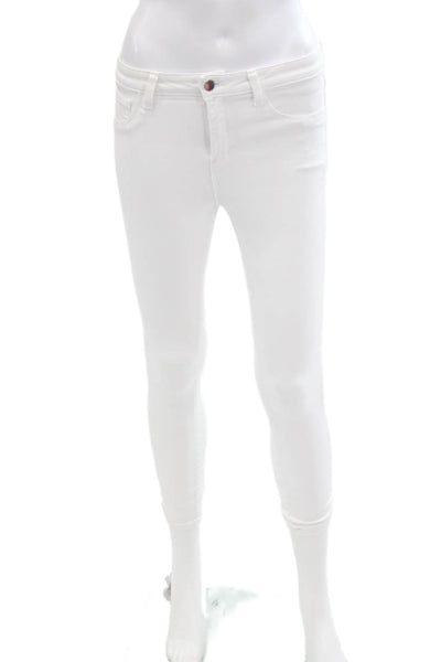 L'Agence Womens Cotton Denim Mid-Rise Five Pocket Skinny Jeans White Size 26