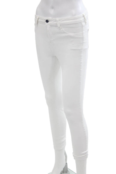 L'Agence Womens Cotton Denim Mid-Rise Five Pocket Skinny Jeans White Size 26
