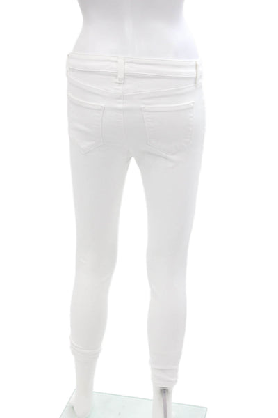 L'Agence Womens Cotton Denim Mid-Rise Five Pocket Skinny Jeans White Size 26