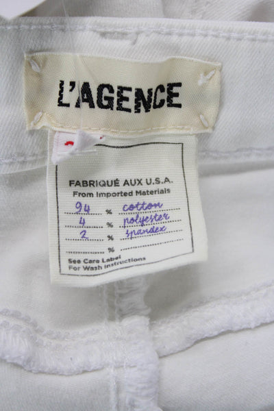 L'Agence Womens Cotton Denim Mid-Rise Five Pocket Skinny Jeans White Size 26