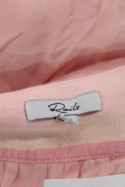 Rails Womens Linen Blend Striped Square Neck Short Sleeve Dress Pink Size XS