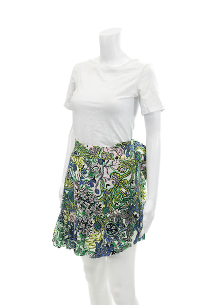 A.L.C. Womens Cotton + Silk Blend Abstract Print Wrap Skirt Multicolor Size 4