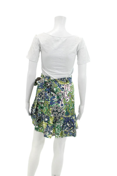 A.L.C. Womens Cotton + Silk Blend Abstract Print Wrap Skirt Multicolor Size 4