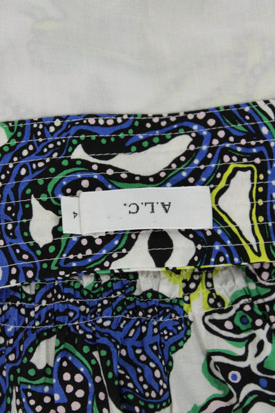 A.L.C. Womens Cotton + Silk Blend Abstract Print Wrap Skirt Multicolor Size 4