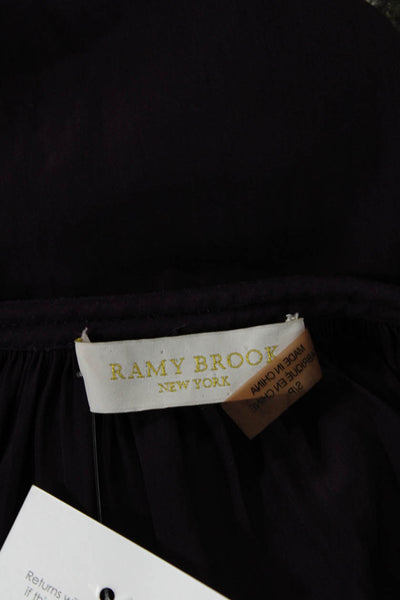 Ramy Brook Womens V-Neck Long Sleeve Pullover Blouse Top Eggplant Size S