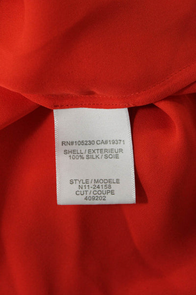 Joie Womens Silk V-Neck Short Sleeve Pullover Blouse Top Orange Size S