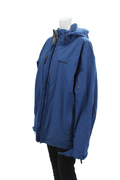 Marmot Unisex Adults Hooded Multi-Pocket Long Sleeve Zip Up Jacket Blue Size XL