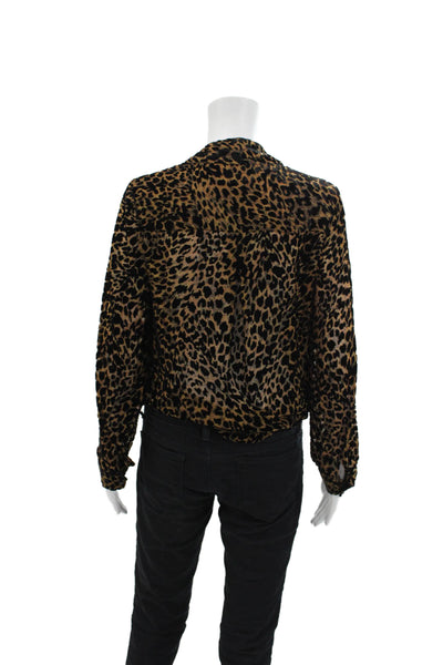 L'Agence Womens Animal Print Draped Long Sleeve Blouse Top Brown Size S