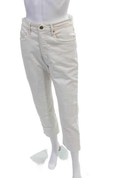 Frame Womens High Rise Le Original Slim Leg Jeans Natural White Cotton Size 28
