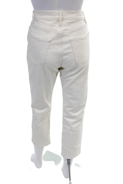 Frame Womens High Rise Le Original Slim Leg Jeans Natural White Cotton Size 28