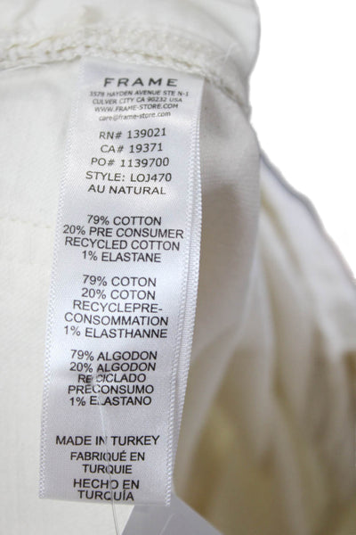 Frame Womens High Rise Le Original Slim Leg Jeans Natural White Cotton Size 28