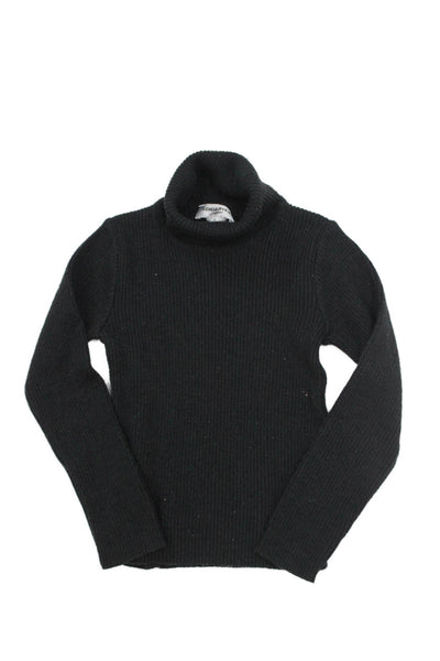 Sonia Rykiel Girls Ribbed Knit Pullover Turtleneck Sweater Black Size 6