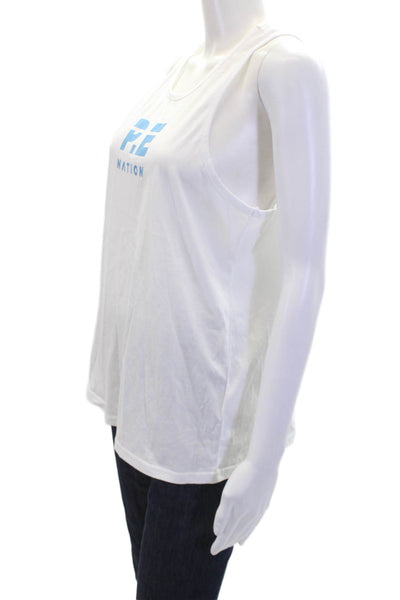 PE Nation Womens Sleeveless Scoop Neck Casual Tank Top White Size M