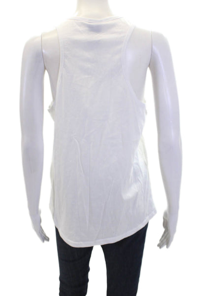 PE Nation Womens Sleeveless Scoop Neck Casual Tank Top White Size M