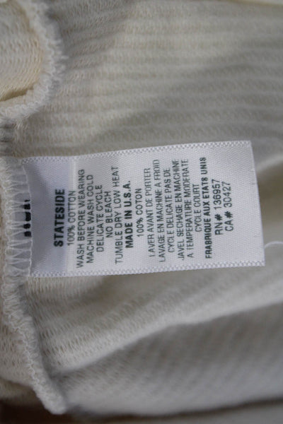 Stateside Womens Cotton High Neck Long Sleeve Lined Crop Top Cream Size XS