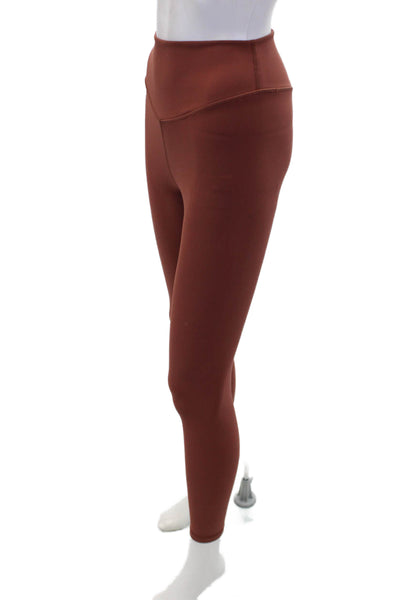 The Upside Womens Textured Lined Ankle Fitted Leggings Brick Brown Size S