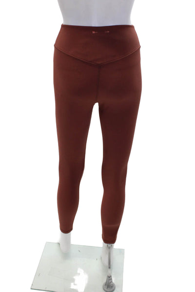 The Upside Womens Textured Lined Ankle Fitted Leggings Brick Brown Size S
