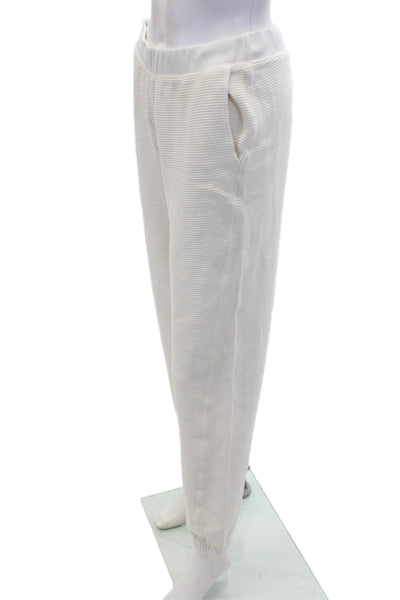 Stateside Womens Cotton Elastic Waist Lined Cuff Bottom Knit Sweatpants Cream Si