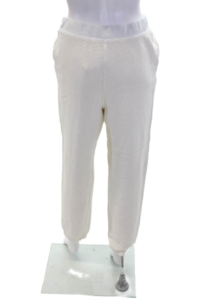 Stateside Womens Cotton Elastic Waist Lined Cuff Bottom Knit Sweatpants Cream Si