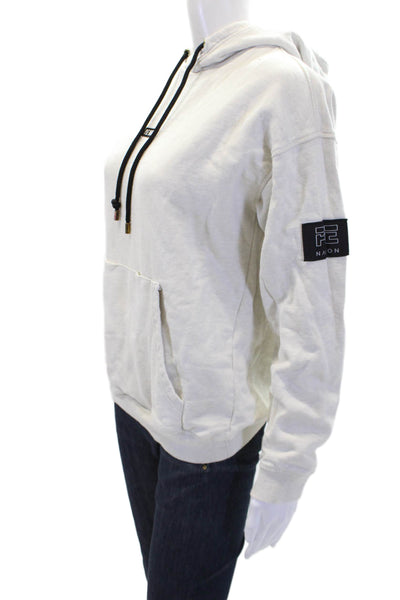 PE Nation Womens Cotton Long Sleeve Lined Pullover Knit Hoodie Cream Size XS