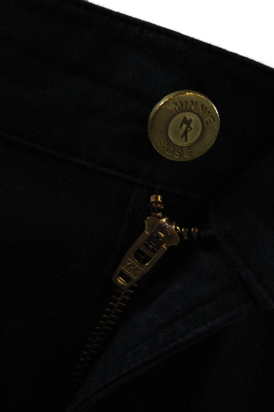 Minnie Rose Women's Button Closure Pockets Skinny Denim Pants Black Size 4