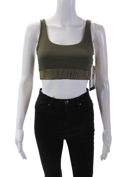 PE Nation Womens Activewear Backcheck Adjustable Straps Sports Bra Green Size S