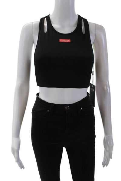 PE Nation Womens Activewear Halter Neck Padded Sports Bra Black Size XS