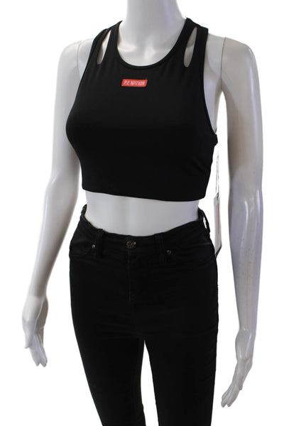 PE Nation Womens Activewear Halter Neck Padded Sports Bra Black Size XS