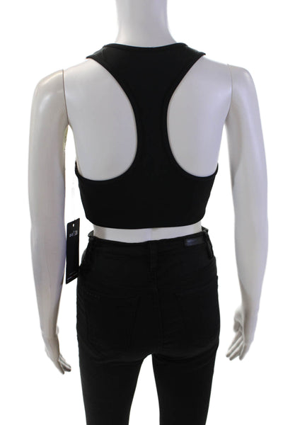 PE Nation Womens Activewear Halter Neck Padded Sports Bra Black Size XS