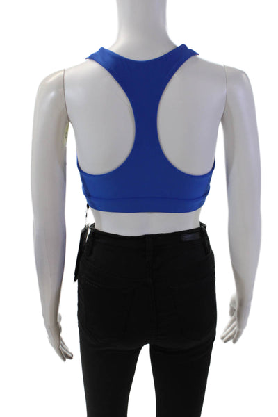 PE Nation Womens Scoop Neck Stretch Racerback Sports Bra Blue Size XS