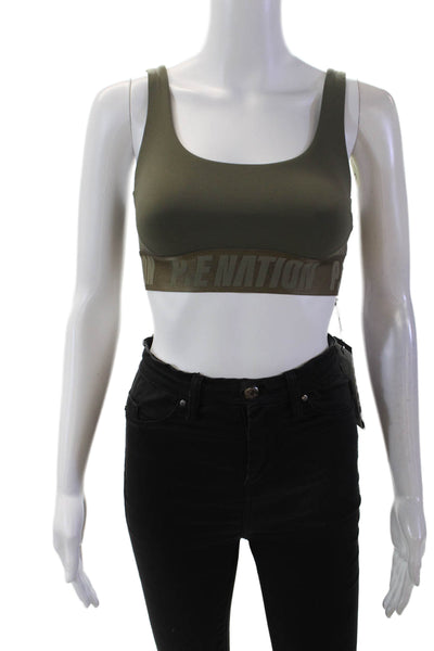 PE Nation Womens Activewear Backcheck Adjustable Straps Sports Bra Green Size XS