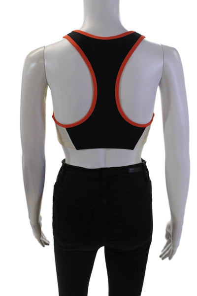 PE Nation Womens Color Block Lido 1/2 Zippered Sports Bra Black Size XS