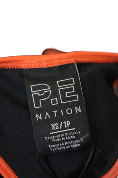 PE Nation Womens Color Block Lido 1/2 Zippered Sports Bra Black Size XS