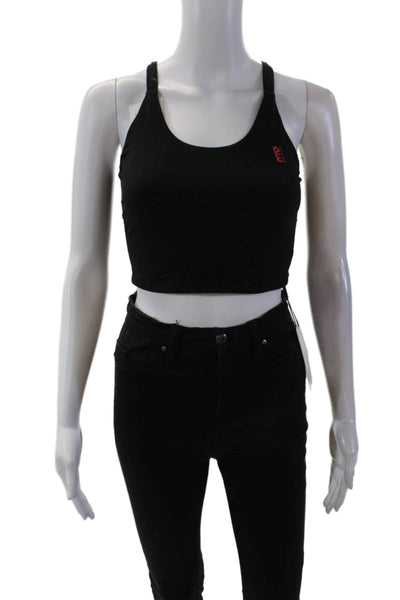 PE Nation Womens Block Assist Round Neck Cutout Sports Bra Black Size XS