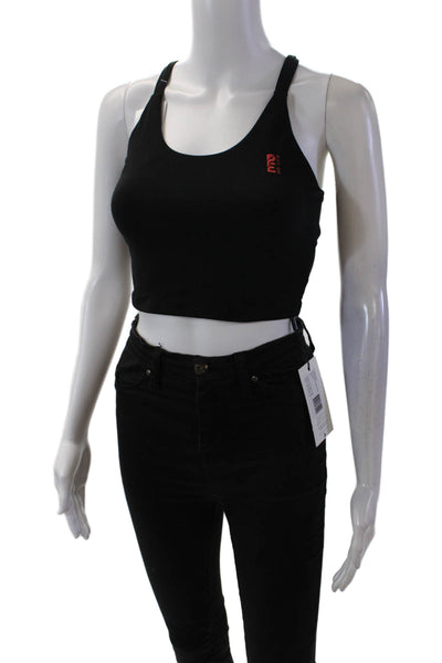 PE Nation Womens Block Assist Round Neck Cutout Sports Bra Black Size XS