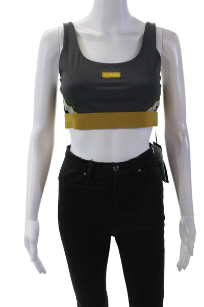 PE Nation Womens Activewear Color Block Ricochet Sports Bra Gray Size M