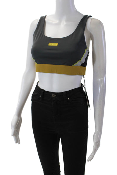 PE Nation Womens Activewear Color Block Ricochet Sports Bra Gray Size M