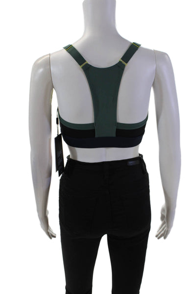 PE Nation Womens Color Block Takeover Adjustable Straps Sports Bra Black Size XS