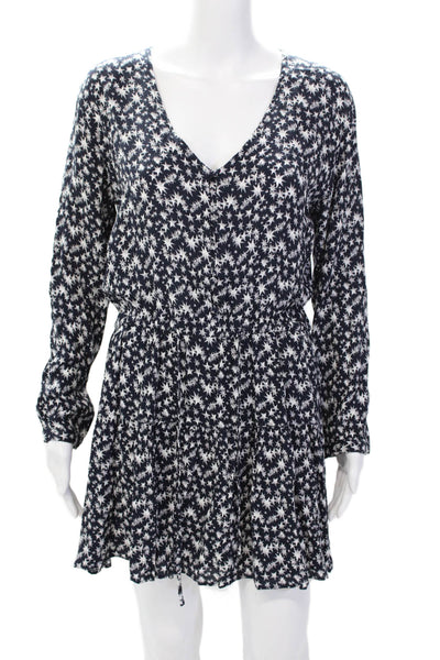 Rails Womens Geometric Long Sleeve Buttoned Casual Mini Dress Blue Size S