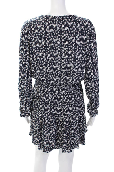 Rails Womens Geometric Long Sleeve Buttoned Casual Mini Dress Blue Size S