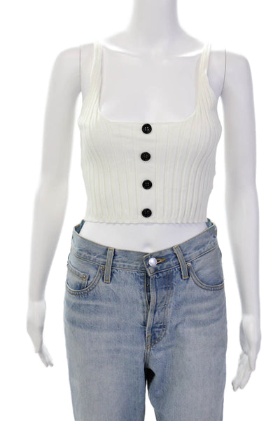 Superdown Womens Scoop Neck Sleeveless Ribbed Knit Tank Top White Size XS
