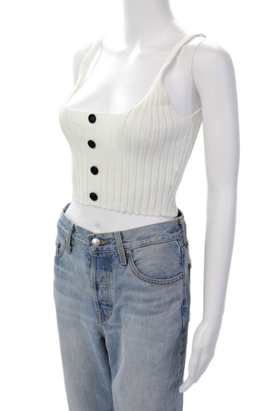Superdown Womens Scoop Neck Sleeveless Ribbed Knit Tank Top White Size XS